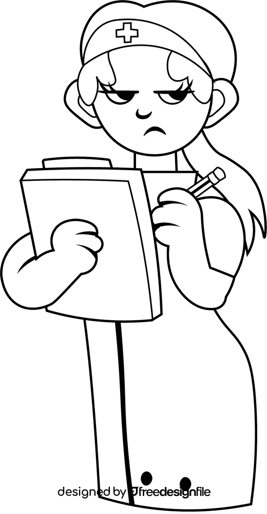 Nurse Angry black and white clipart