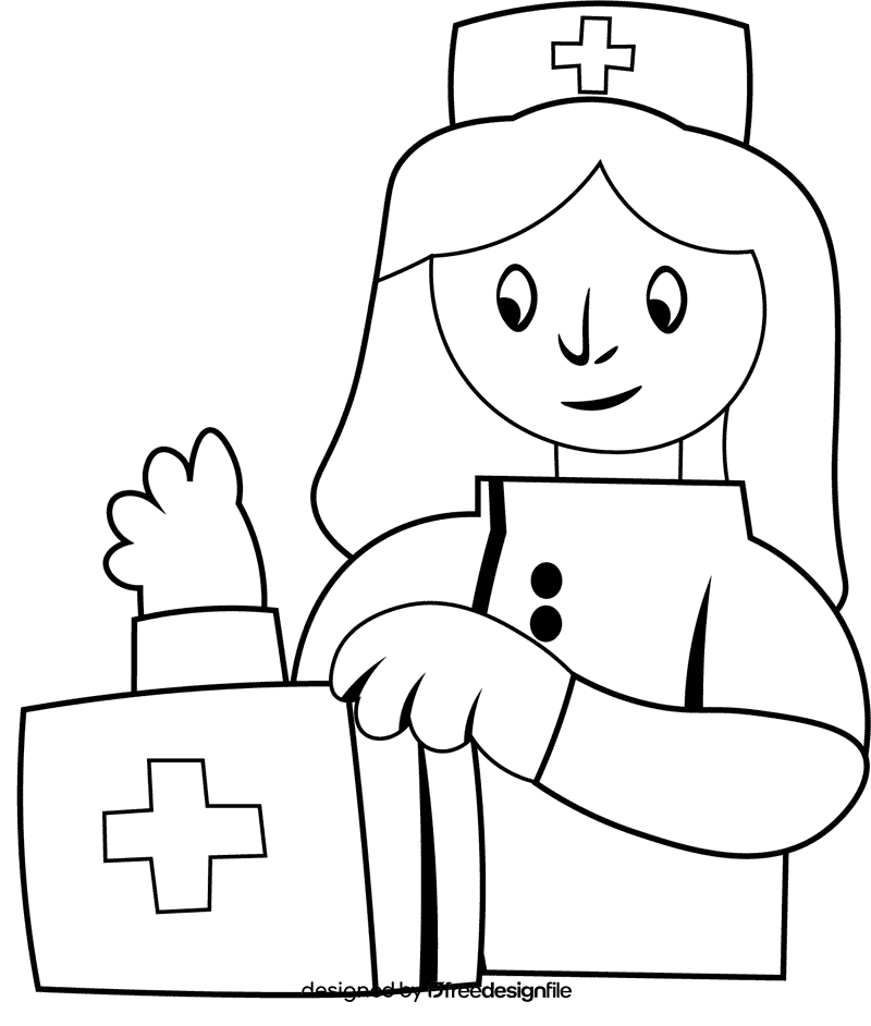 Nurse Med Kit black and white clipart