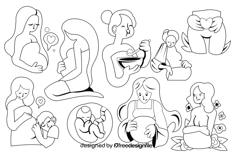 Pregnant black and white vector