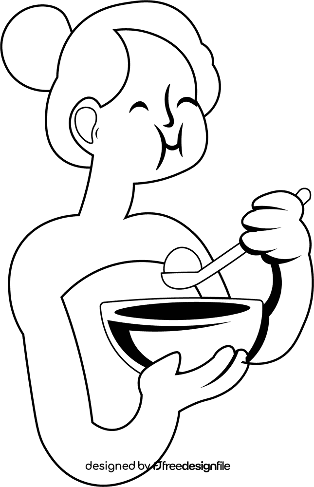 Pregnant Eating black and white clipart