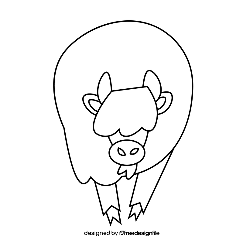 Cartoon bison black and white clipart