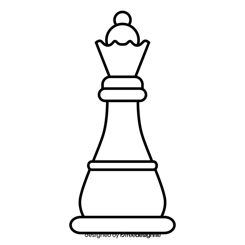 Chess queen drawing black and white clipart