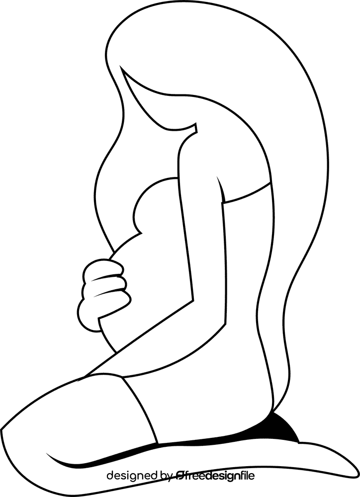 Pregnant black and white clipart