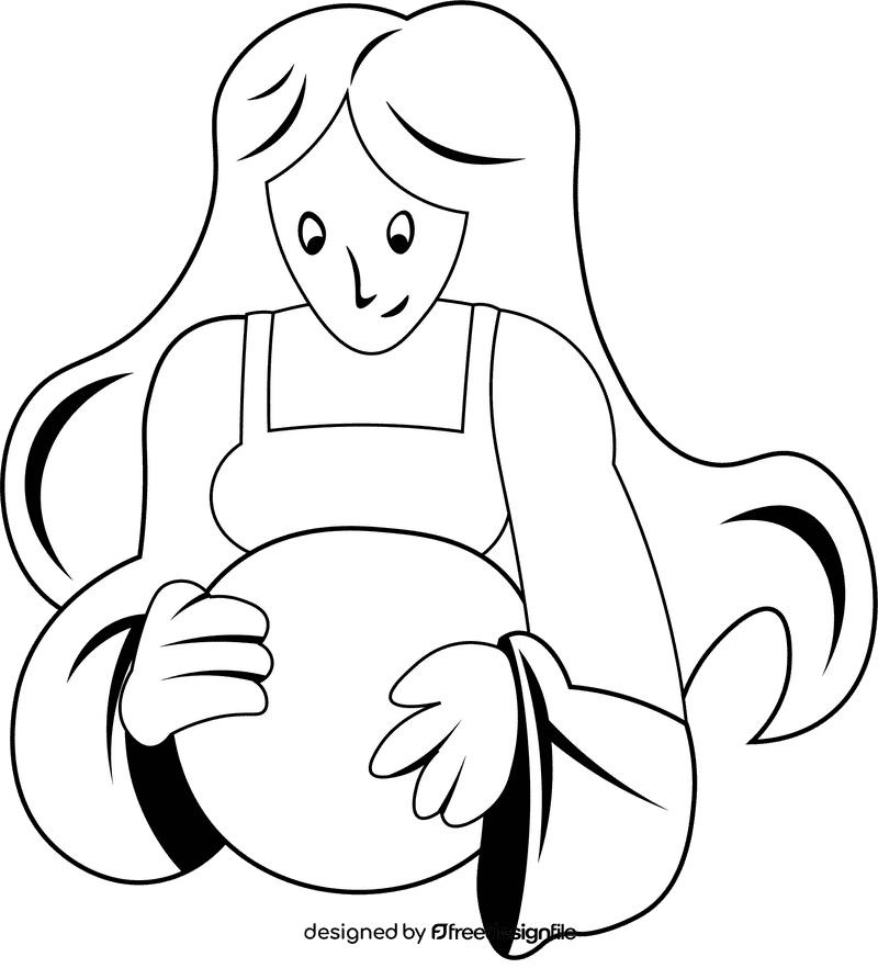 Pregnant black and white clipart
