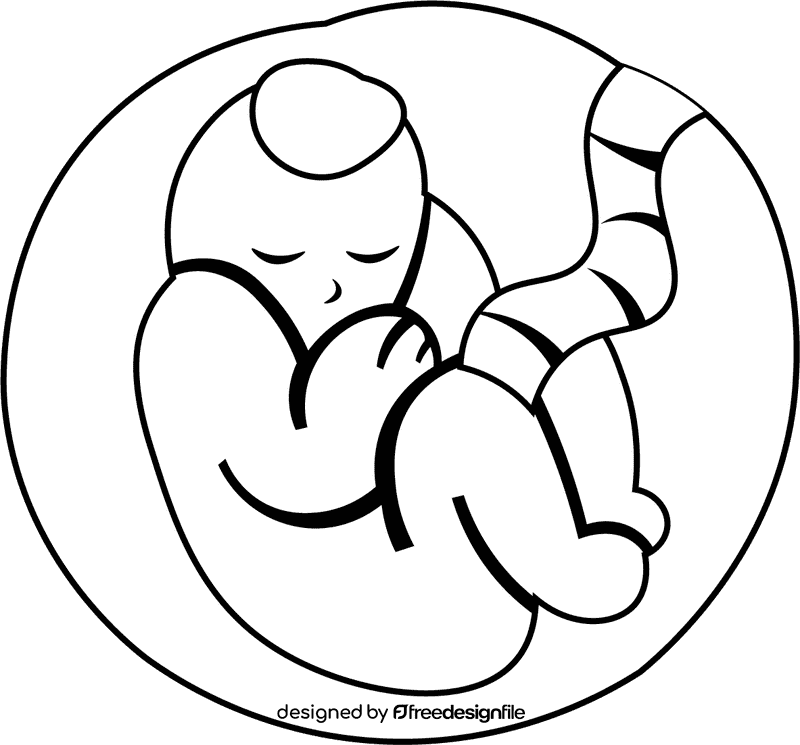Pregnant Uterus black and white clipart
