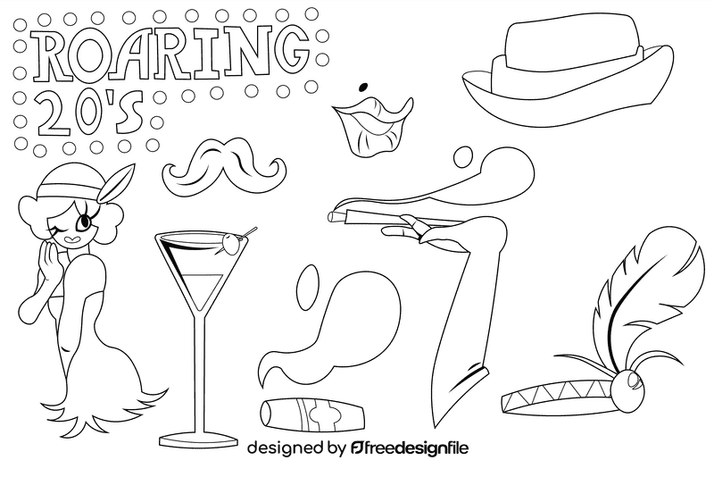 Roaring 20s black and white vector