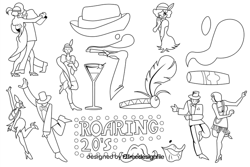 Roaring 20s black and white vector