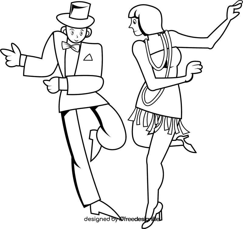 Roaring 20s Dance Couple black and white clipart