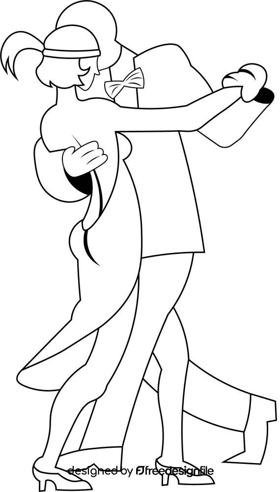 Roaring 20s Dance Couple black and white clipart