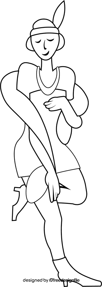 Roaring 20s Dance Woman black and white clipart