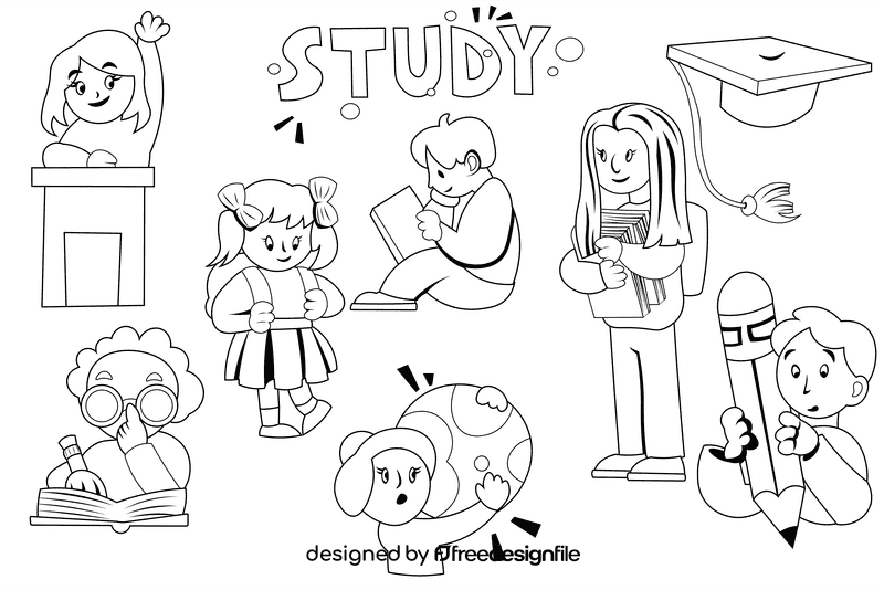 Student black and white vector