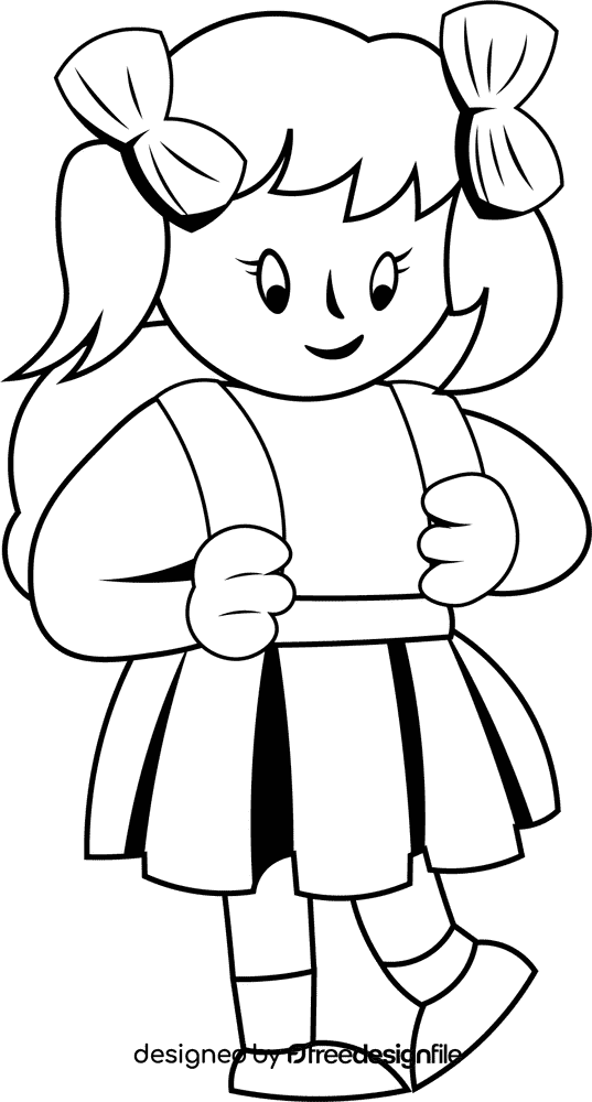 Student Girl black and white clipart