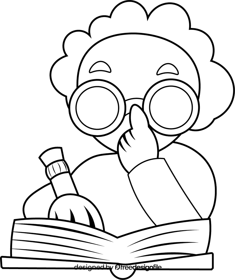 Student Professor black and white clipart