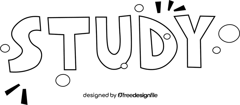 Student study black and white clipart