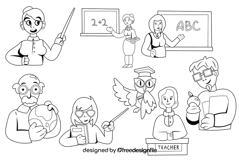 Teacher black and white vector
