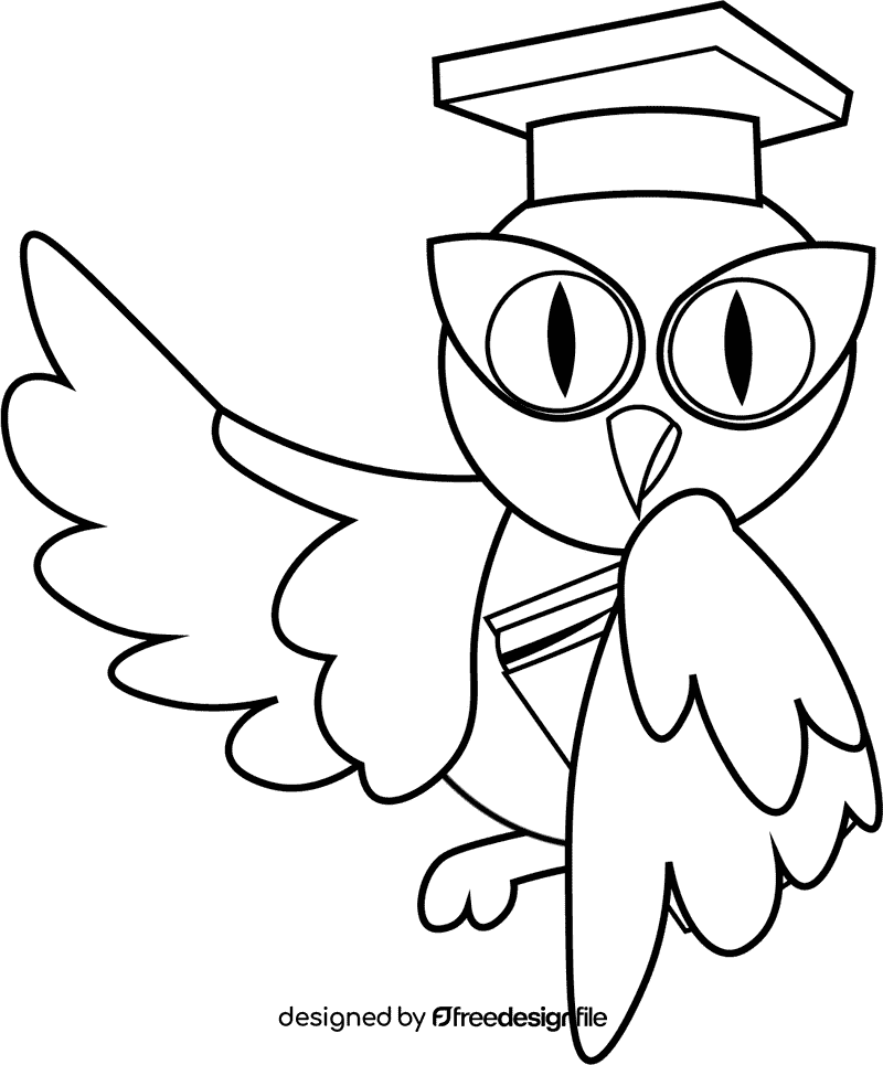 Teacher Owl black and white clipart