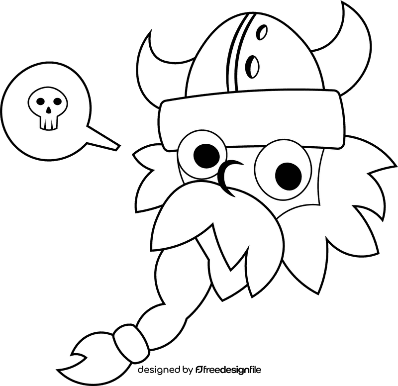 Viking Crazy black and white clipart