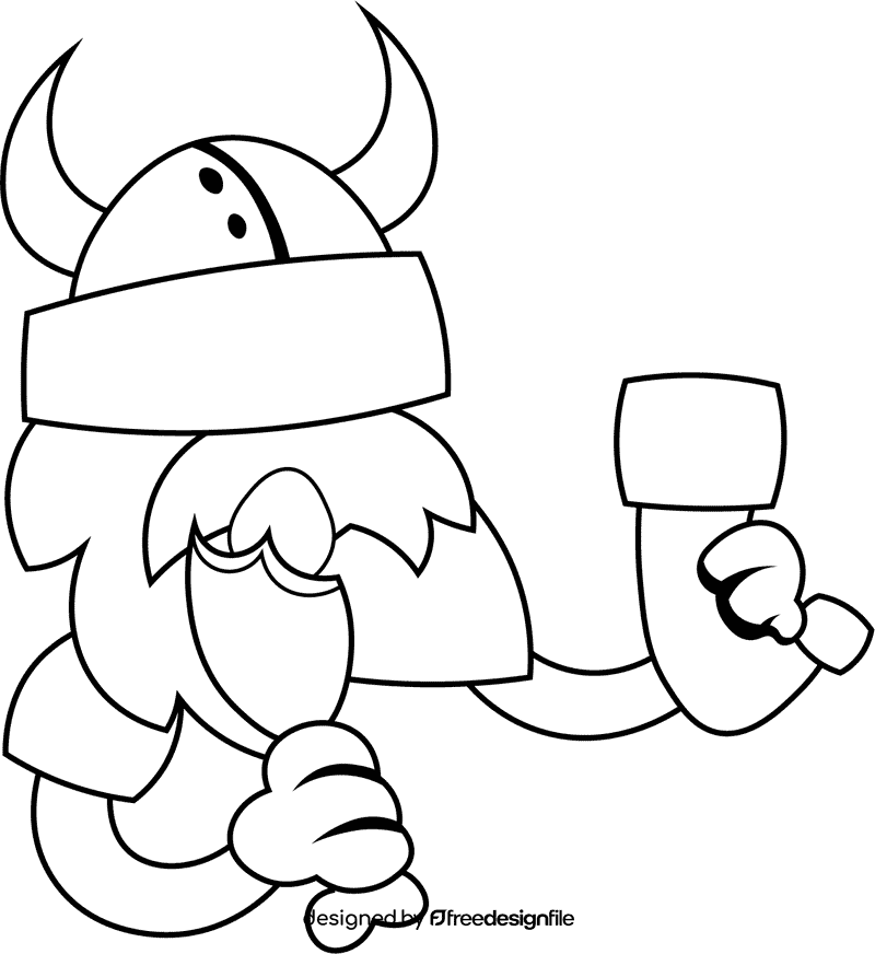 Viking Eating black and white clipart