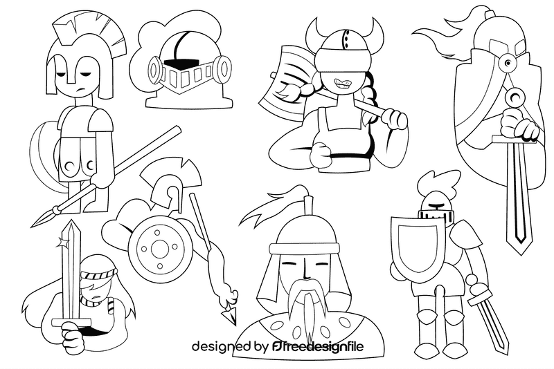Warrior black and white vector