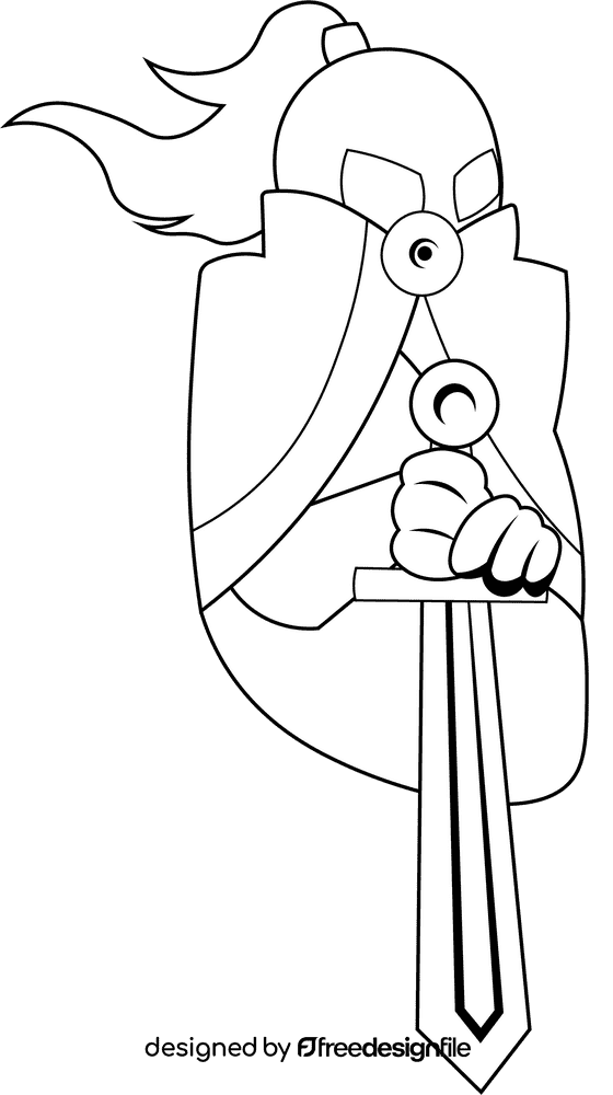 Warrior Knight Cloak black and white clipart
