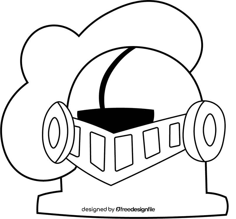 Warrior Knight Helmet black and white clipart