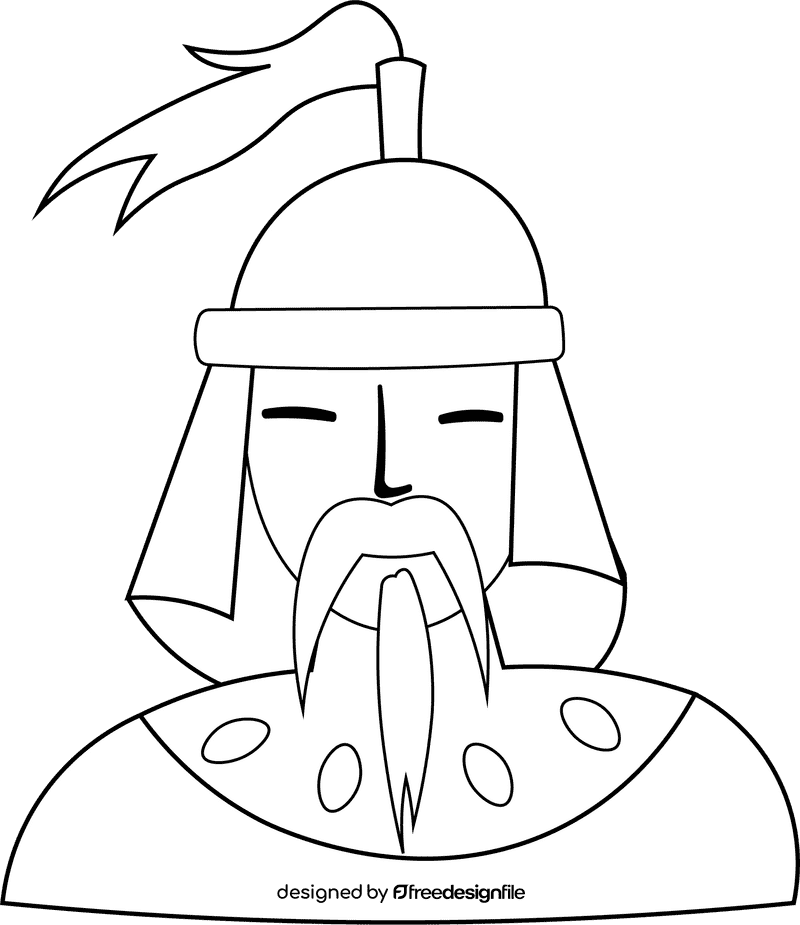 Warrior Mongol black and white clipart