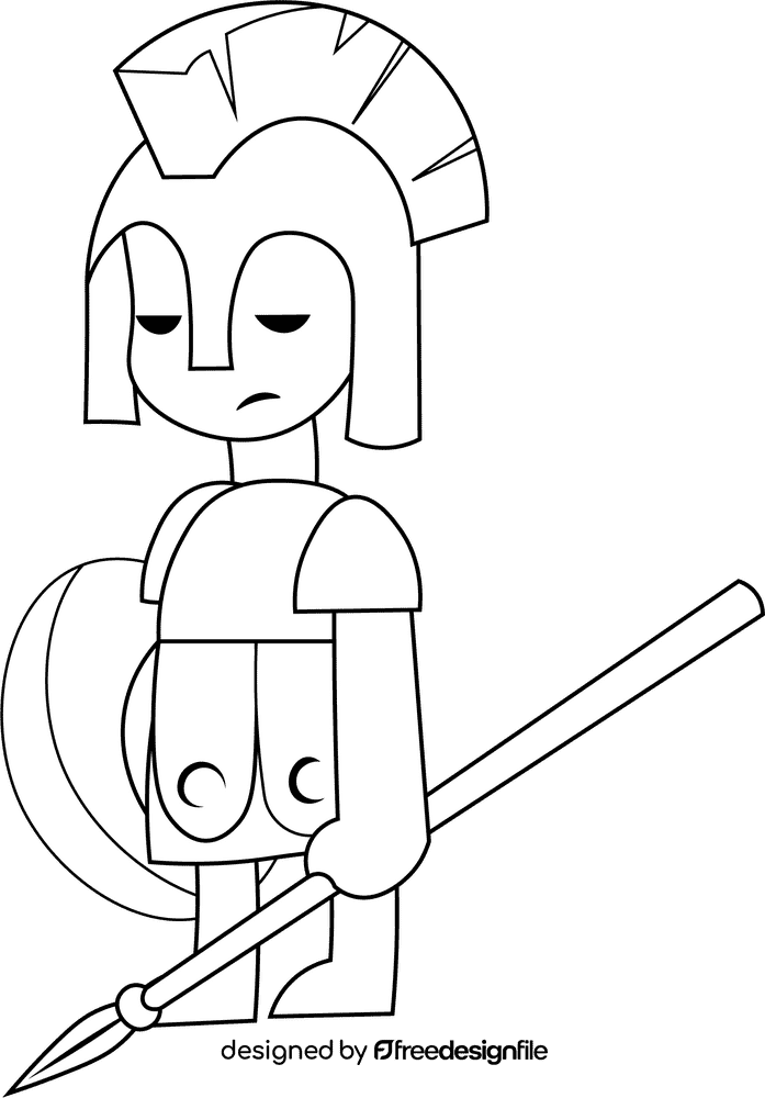 Warrior Spartan black and white clipart