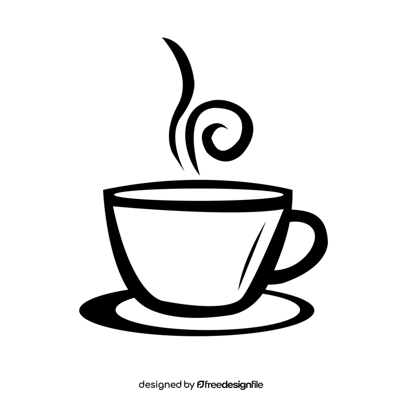 Coffee cup drawing black and white clipart