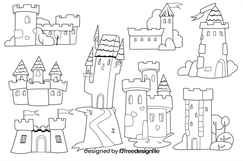 Castle black and white vector