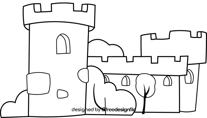 Castle black and white clipart