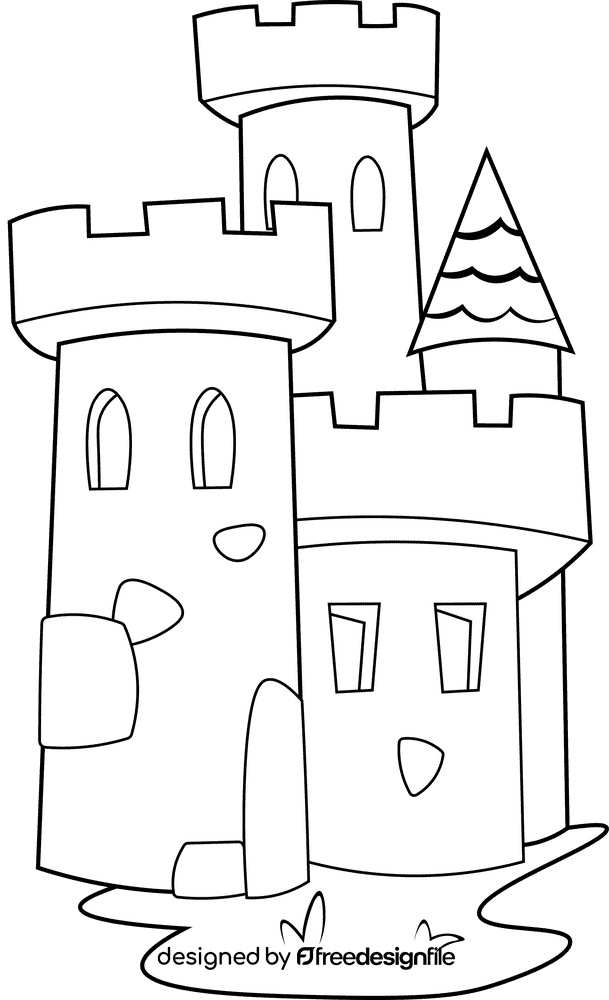 Castle black and white clipart
