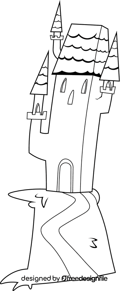 Castle Fantasy black and white clipart