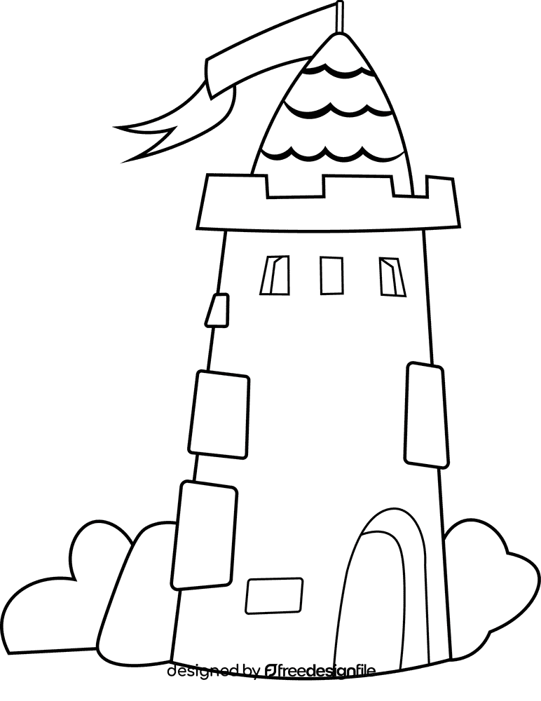 Castle Tower black and white clipart