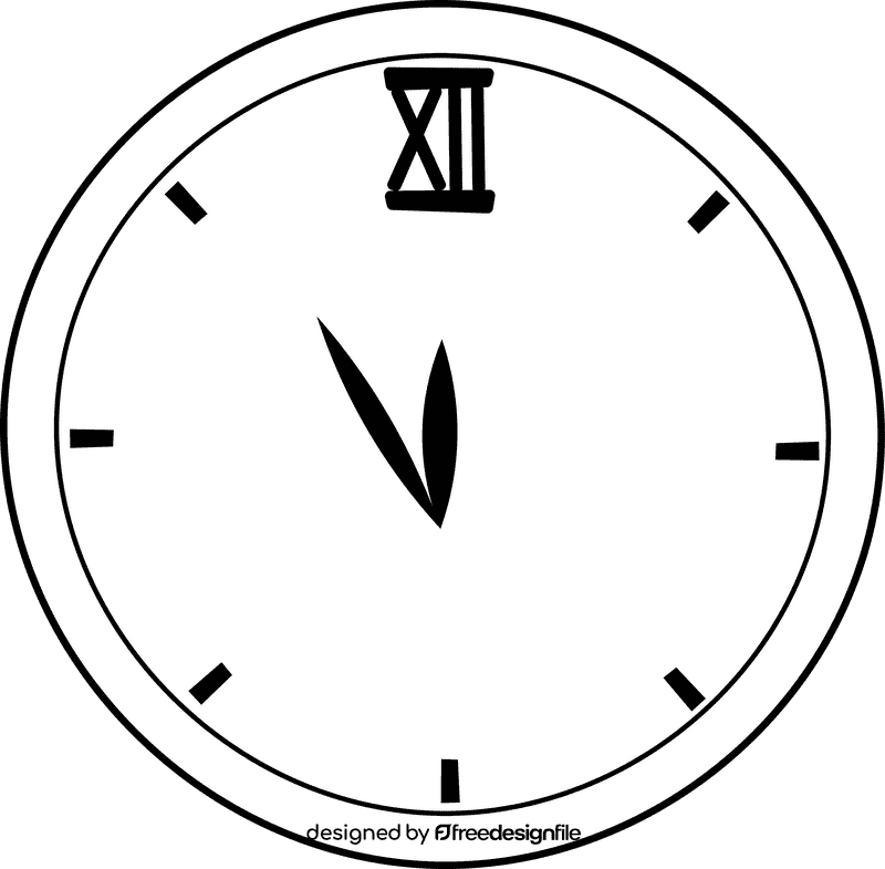 Clock black and white clipart