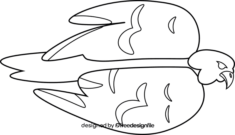 Falcon Flying black and white clipart