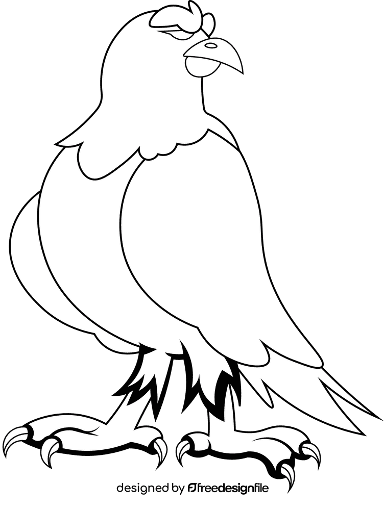 Falcon Standing black and white clipart