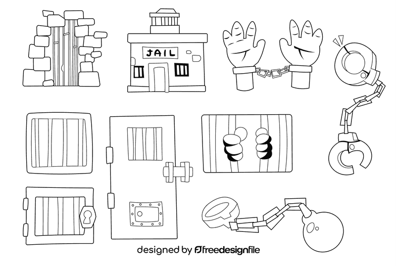 Jail black and white vector