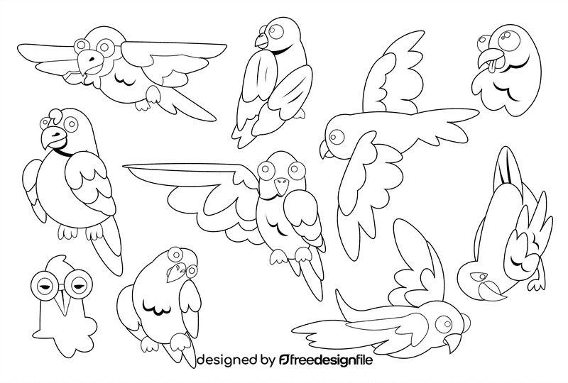 Macaw black and white vector