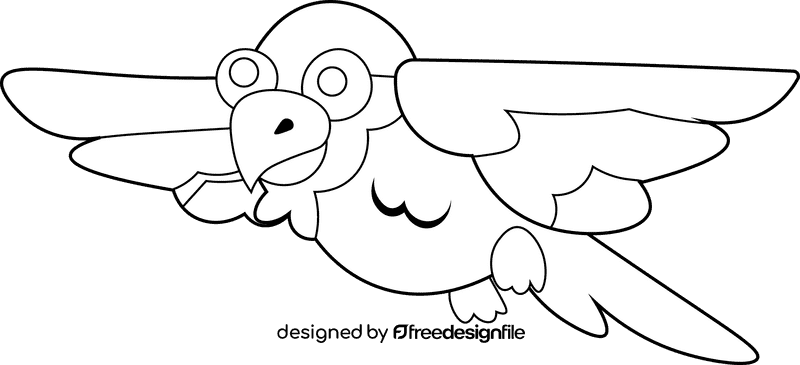Macaw parrot black and white clipart