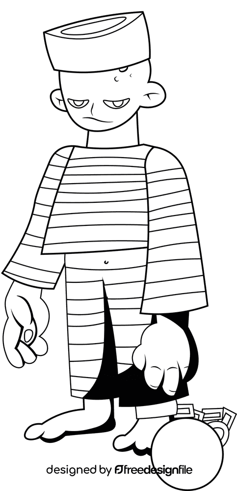 Prisoner black and white clipart