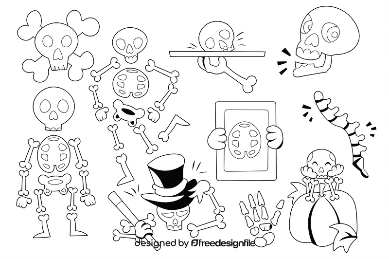 Skeleton black and white vector