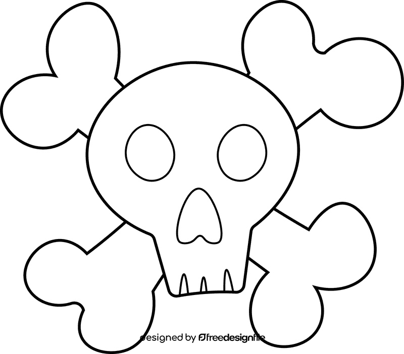 Skeleton Scull Bone black and white clipart