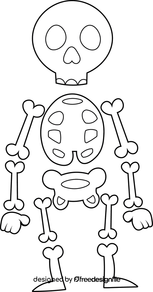 Skeleton black and white clipart