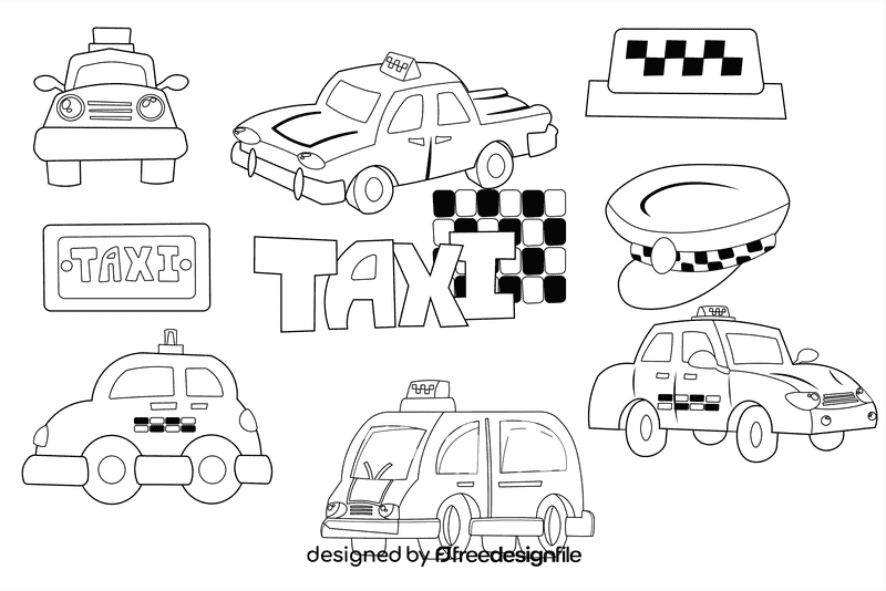 Taxi black and white vector