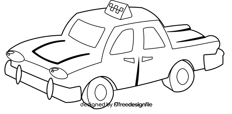 Taxi Car black and white clipart