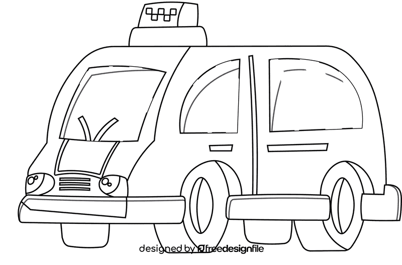 Taxi Car black and white clipart