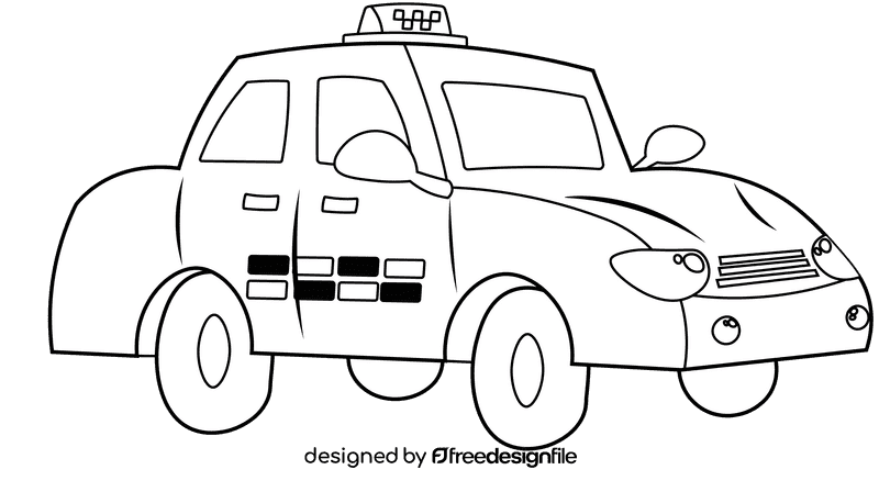 Taxi Car black and white clipart