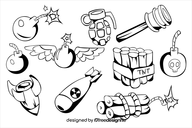Bomb black and white vector