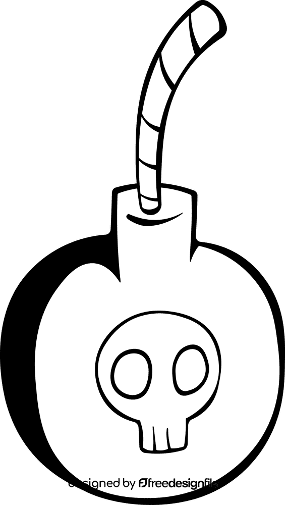 Bomb Skull Ball black and white clipart