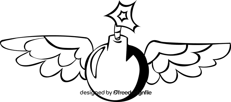 Bomb Wings Ball black and white clipart